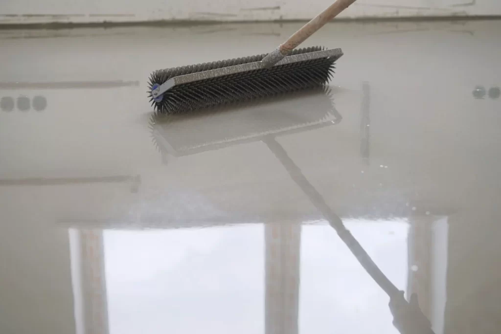 cleaning concrete floor