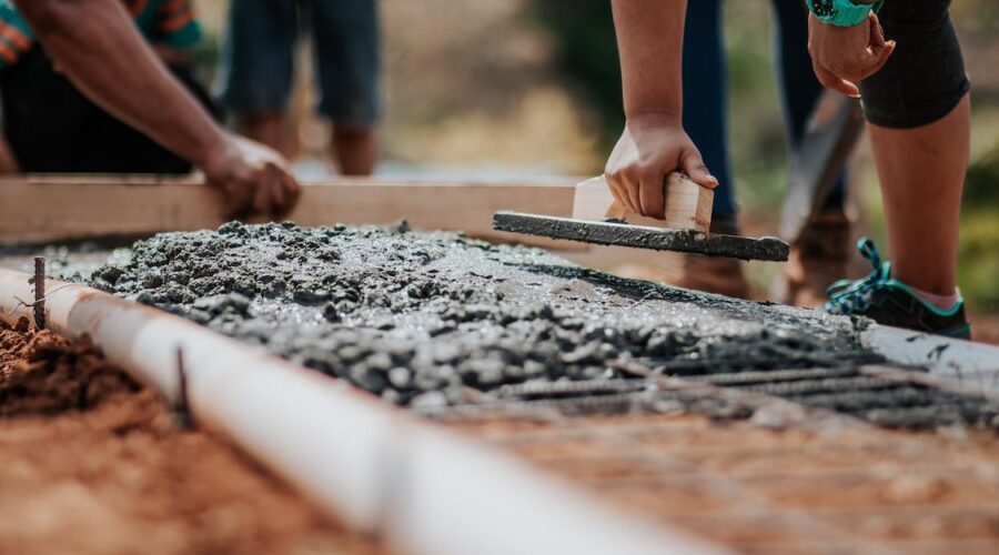 constructing cement walkway